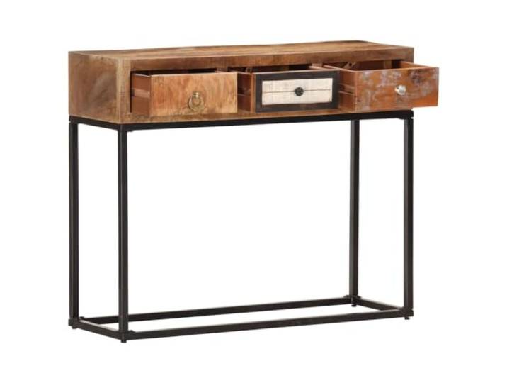 GFMGUEMV Konsolentisch Golden 90x30x75 cm Altholz Massiv mit 3 Schubladen Recyceltes Massivholz, Stahlbeine pulverbeschichtet, 3 Schubladen, Unikat dank Holzmaserung