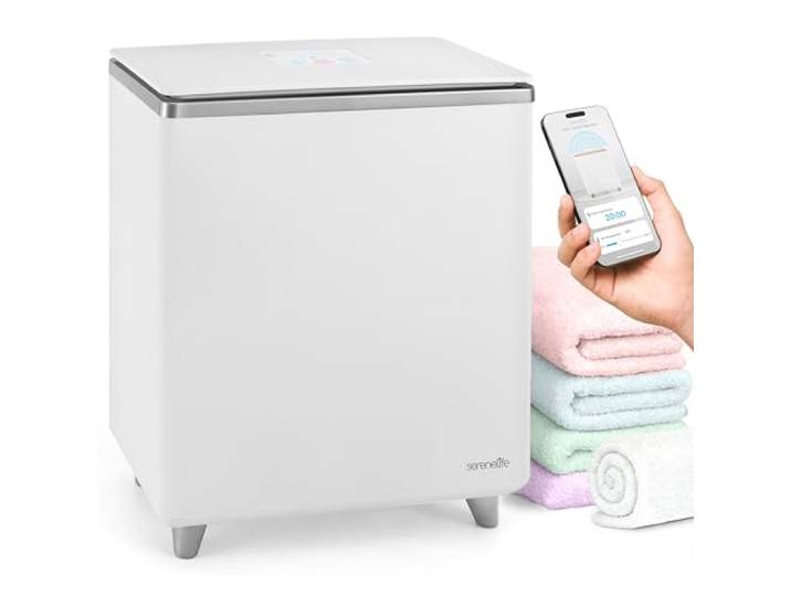 SereneLife Chauffe-Serviettes WiFi Grande Capacité – Pour 2 Grandes Serviettes et Couvertures\, Minuteur 20/40/60 Min\, Design Compact Salle de Bain