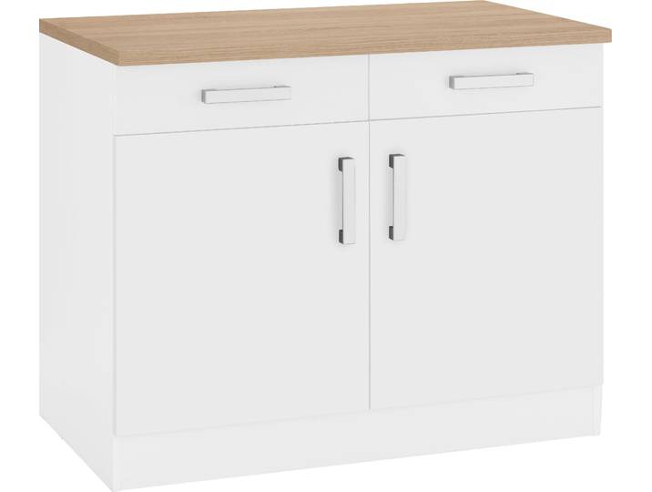 Unterschrank KOCHSTATION KS-Gera , weiss (weiß, weiß), B:100cm H:85cm T:60cm, Holzwerkstoff, Schränke, Unterschrank, Breite 100 cm