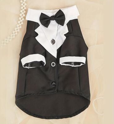 Uplift Treasures Formal Pet Wedding Suit With Bow Tie black xl