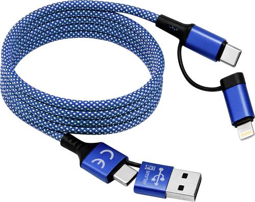 Smrter USB-Ladekabel USB-C Stecker, USB-A Stecker, Apple Lightning Stecker 1m Blau SMRTER_MAGNETO_ULT_BL