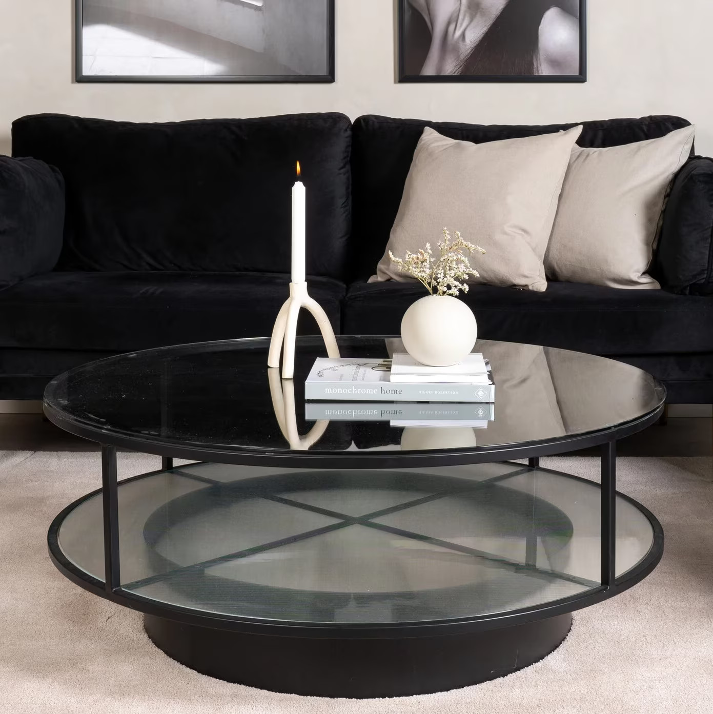 Nohr Ronde Salontafel Nivea Glas Zwart - Diameter: 100 cm