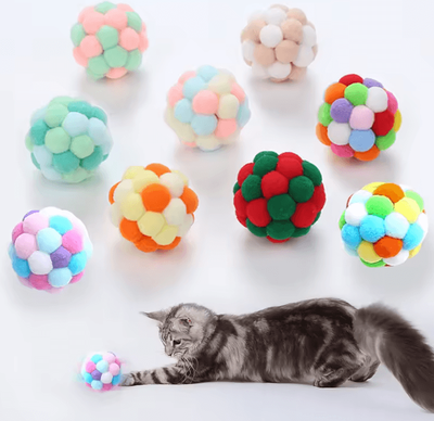 Inspire Curations RainbowBounce Handmade Bell Ball Cat Toy sky Blue xs