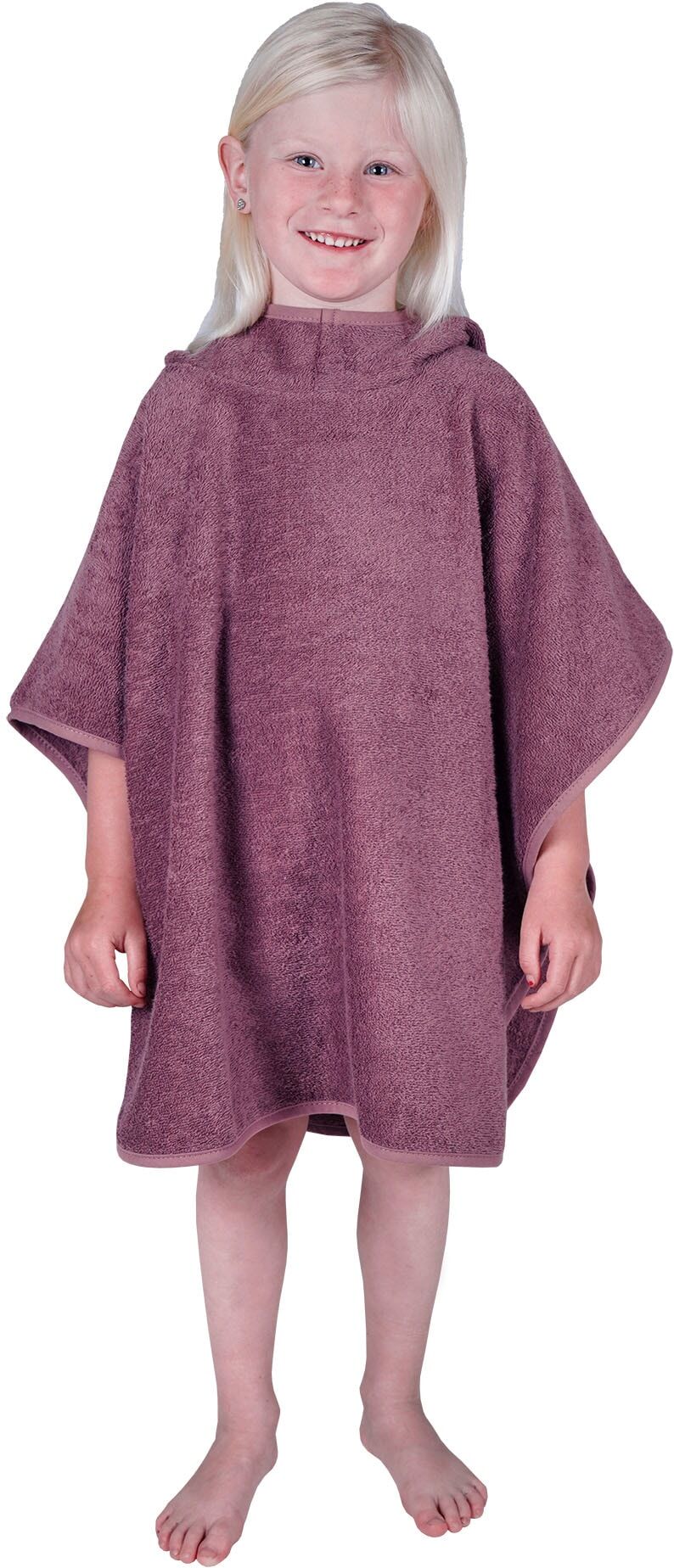 Badeponcho WÖRNER "Uni", lila (mauve), L:60cm, Frottier, Hausmäntel, Badeponcho, maschinenwaschbar, trocknergeeignet