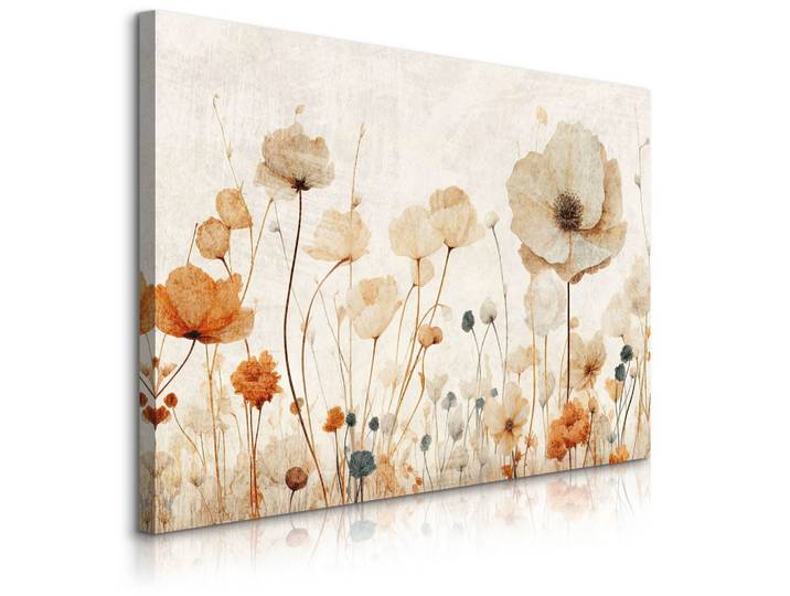 LEINWANDBILD Feldblumen Pflanzen Natur Retro 90/60 cm