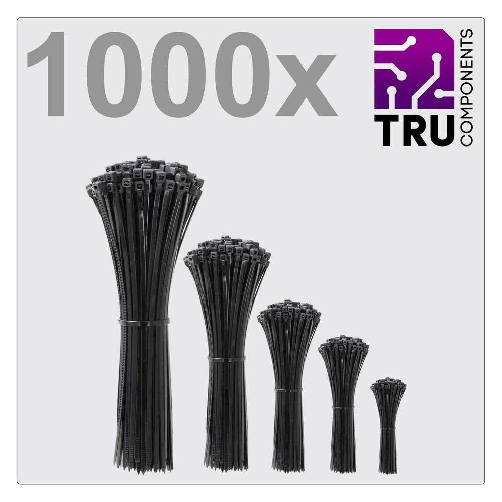 Tru Components TC-12888560 T24CA072 Kabelbinder Schwarz UV-stabilisiert 1000 S (1000 Stk.) (TC-12888560)