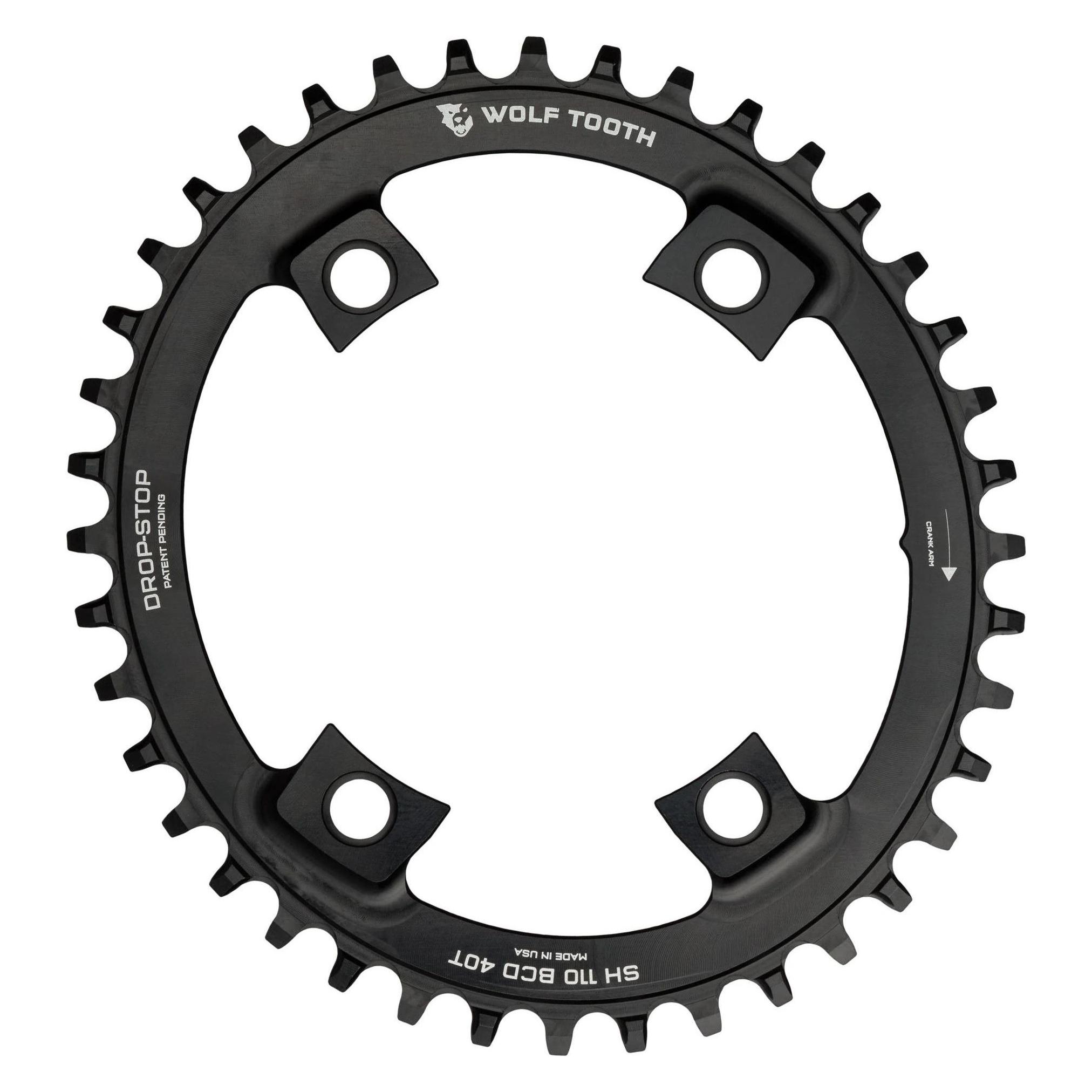 Wolf Tooth PowerTrac Elliptical Shimano Kettenblatt, 110BCD, 4-Loch, 42 Z., black (42) (31945862)