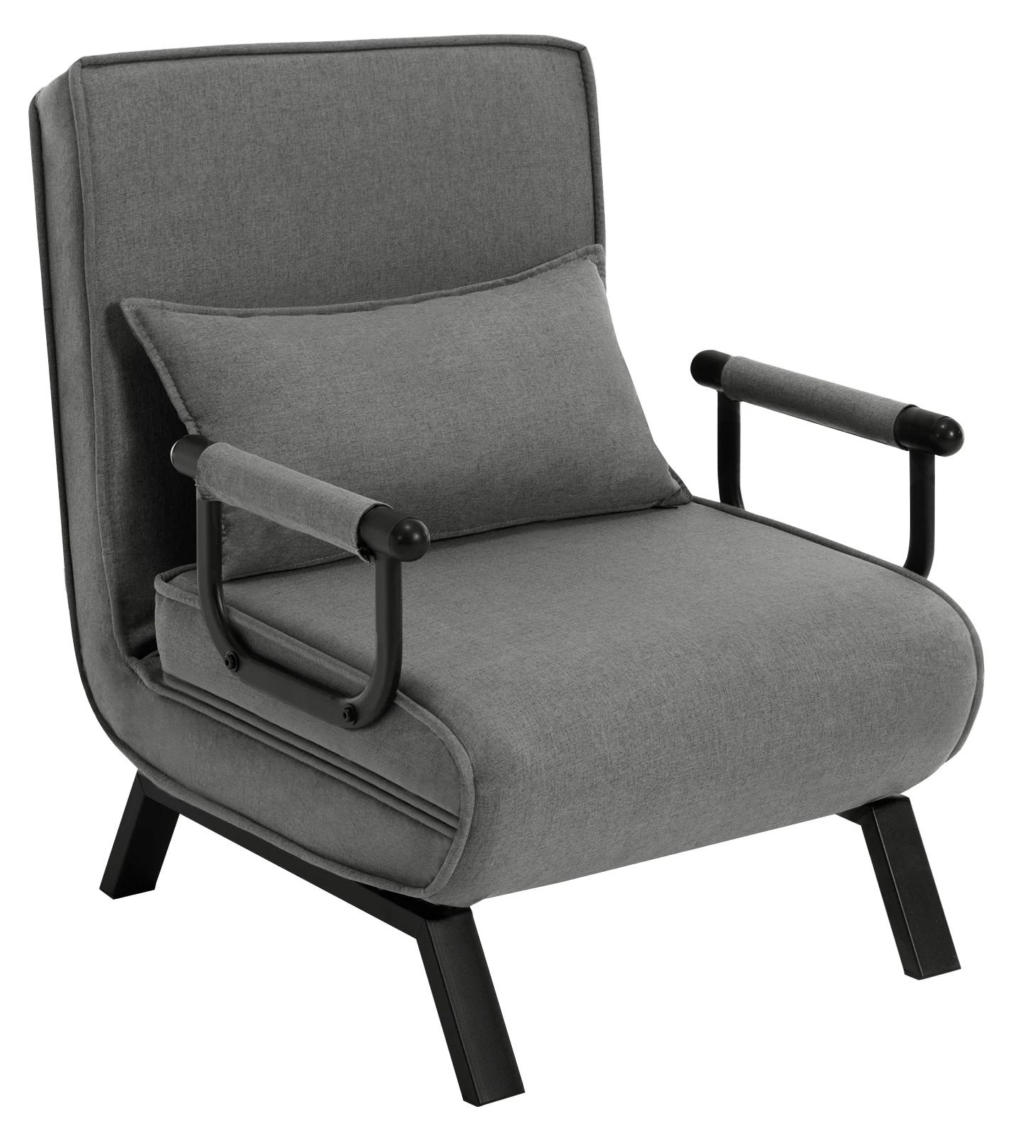 3-in-1 Schlafsofa - Klappbarer Sessel - Verstellbare Rückenlehne - Abnehmbares Polster - Einsitzer - Dunkelgrau