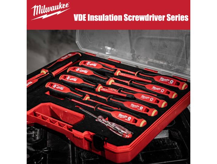 Jeu de tournevis isolés Milwaukee, 12 pièces, tournevis à pointe fine pour électricien VDE, outil manuel, outil d'entretien 4932479095