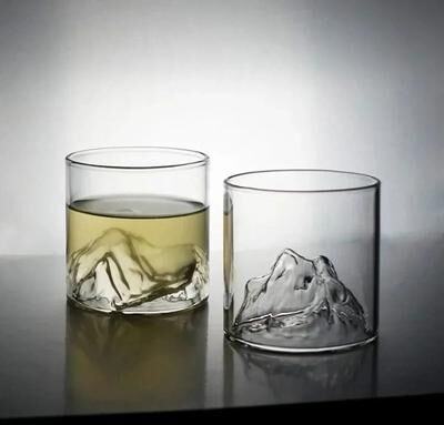 Uplifted Finds Japanese Mountain View Whiskey Glass High Performance 180ml Heat Resistant Borosilicate Spirits Tumbler 2 Pcs
