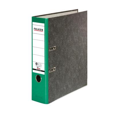 Falken 80024714 20x Recycling-Wolkenmarmor-Ordner A4, farbiger Rücken 80mm - Grau - Rücken grün