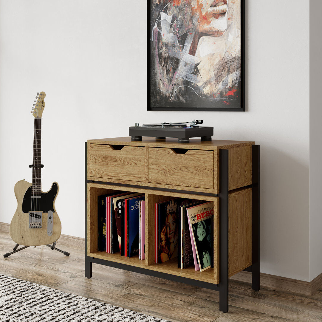 Trent Austin Design Louisiana Plus Turntable Stand Audio Cabinet Brown;Black 76.2cm H X 88cm W X 40cm D