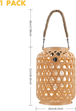 Inspire Curations Rattan Solar Lantern Waterproof Hanging & Tabletop Outdoor Light 1pc