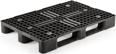 Kunststoffpalette, L 1200 x B 800 x H 145 mm, 4-seitg einfahrbar, 3 Kufen, Antirutschkante, bis 5000 kg, 5 Stück
