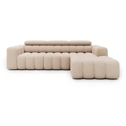 Ecksofa Ottomane rechts Chenille 289x188x78 beige KONSTANTIN