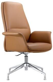 LeisureMod Summit Series Leather Office Chair - Aluminum Frame Swivel Desk Chair - Sponge Cushion Adjustable Height Computer Seat