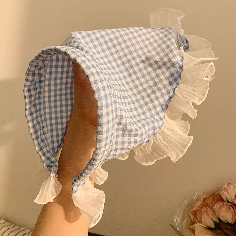 INF Kariertes Kopftuch, Stirnband, vielseitiges Haar-Accessoire Blau