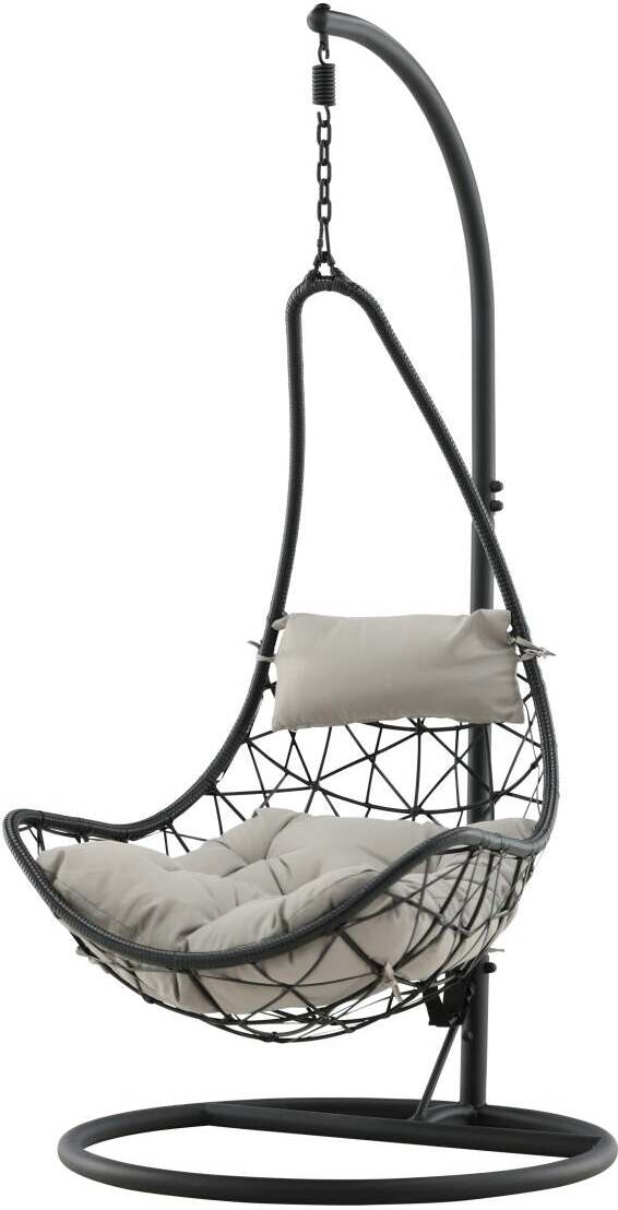 FURNLUX Outdoor-hängesessel Vide Grau Und Schwarz 95cm / Hauptfarbe: Schwarz / Abmessungen: 95 x 95 x 196 cm