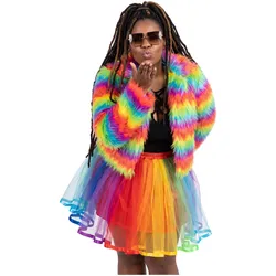 Metamorph Regenbogen Kunstfelljacke (36, 38)