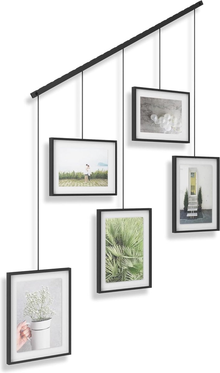 Set van 5 zwarte fotolijsten van staal met Exhibit