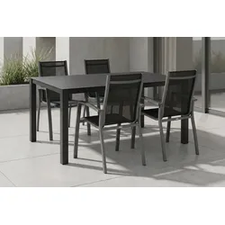 KETTLER Altura Garten-Essgruppe, anthrazit, Alu/Spraystone/Textil, 160x95 cm, 4 Stapelsessel