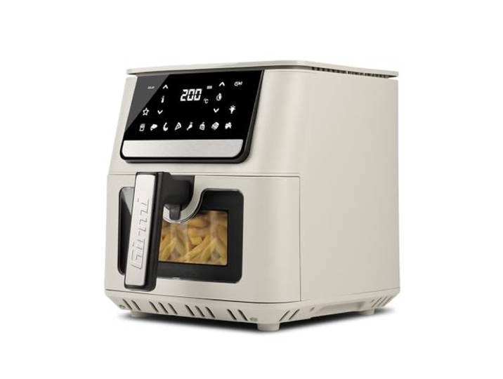 Girmi FG84 Ecofrit Crisp Heißluftfritteuse 6,5L, 1700W, Digitales Display, 8 Programme, Timer & Startzeitvorwahl, Temperaturregelung, höhenverstellbarer Einsatz, BPA-/PFOA-safe, inkl. Rezeptbuch