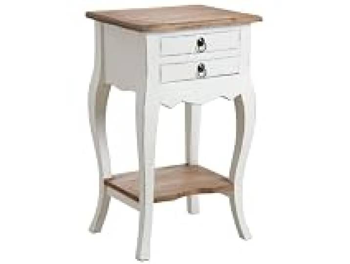 AUBRY GASPARD Table de Chevet Acajou Blanc 40x31.25x67.5cm 2 Tiroirs