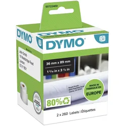 DYMO Original LabelWriter Adressetiketten (Groß) | 36 mm x 89 mm | schwarzer Druck auf weißem Untergrund | 2 Rollen mit je 260 Etiketten (520 Stück) | selbstklebend | für LabelWriter Etikettendrucke