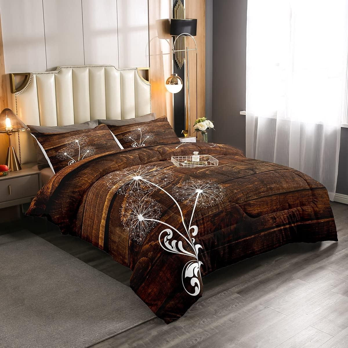 Trooster Dekbedset voor volwassenen - Single Size - Bruin - Rustieke Boerderij Stijl