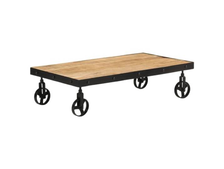 Tmriohed Couchtisch mit Rollen Massivholz Mango 100x55x26 cm Flexibler Beistelltisch fürs Wohnzimmer aus echtem Mangoholz und Stahl mit praktischen Lenkrollen für einfaches Verschieben.