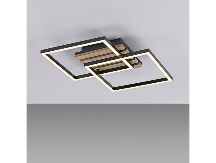 Plafonnier LED Q-Inigo Type A 28 x 8 x 30cm Bois Aluminium / fer, laqué Chêne, brut Polycarbonate LED Module LED