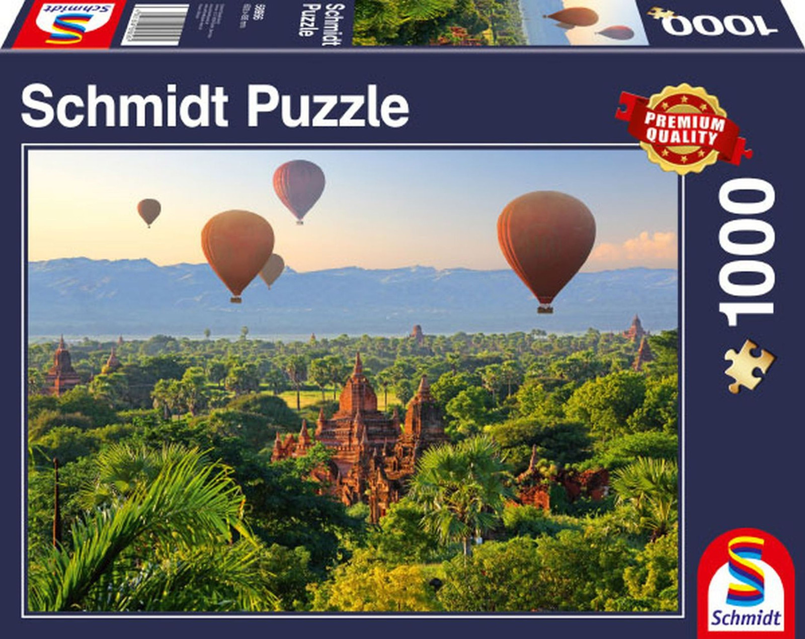 Schmidt Spiele Puzzel 1000 stukjes Luchtballonnen Mandalay Myanmar Landschap