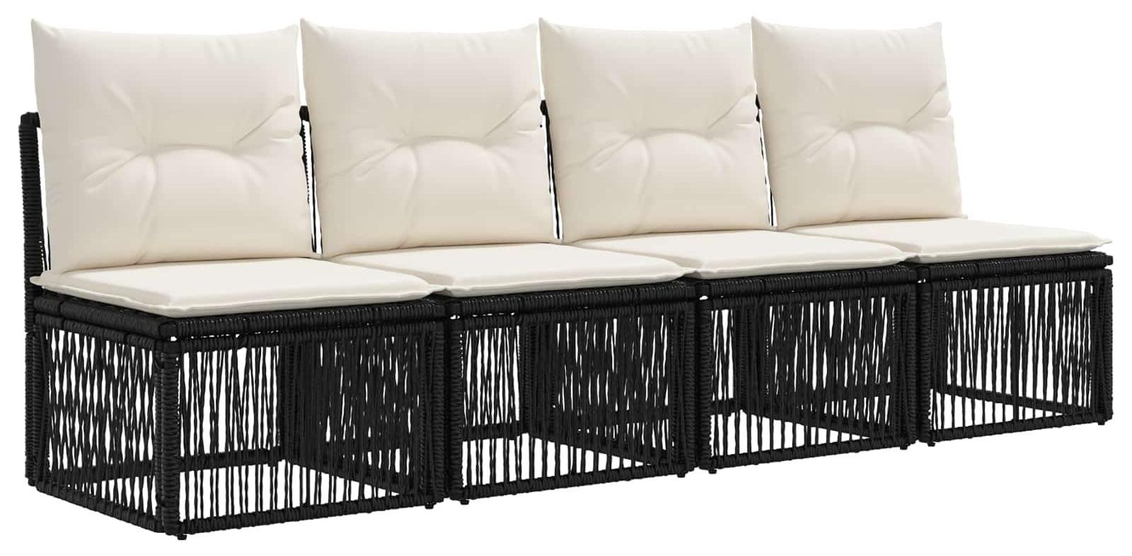 vidaXL 4-persoonsbank, 4 stuks, zwart, polyrotan