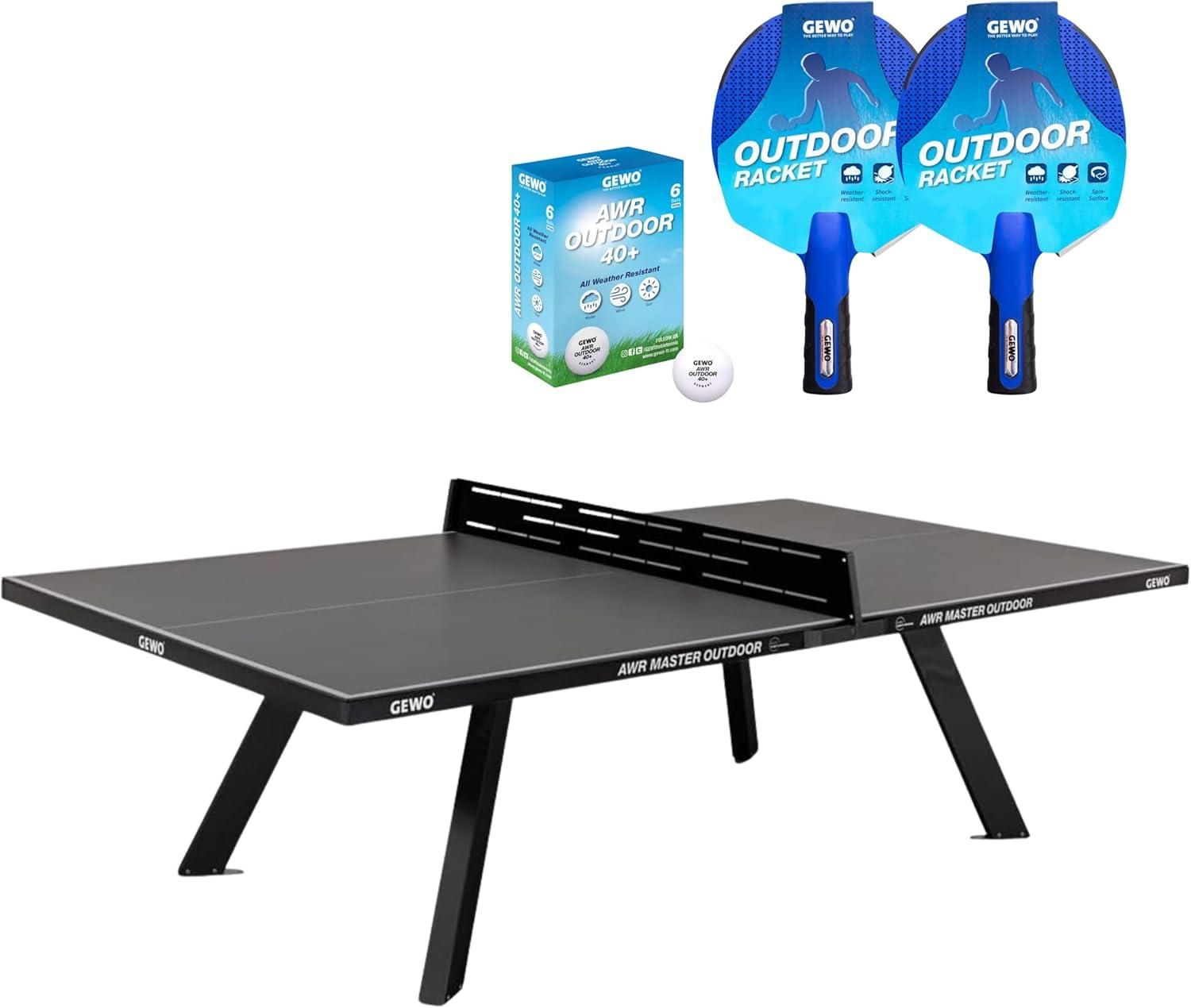 GEWO AWR Master Outdoor Tischtennisplatte grau - wetterfest, 10mm Melaminharz, Metallnetz