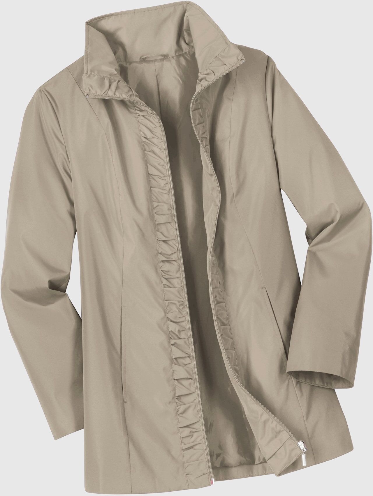 Langjacke CLASSIC BASICS, Damen, Gr. 42, beige, 100% Polyester, unifarben, Jacken Langjacke beige 42