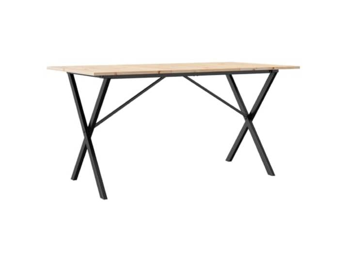 GPUTYGHN Esstisch X-Gestell 160x80x75 cm Massivholz Kiefer und Stahl X-förmiges Gestell, robuste Tischplatte, natürliche Maserung, rustikale Aststellen, Esszimmer, Küche