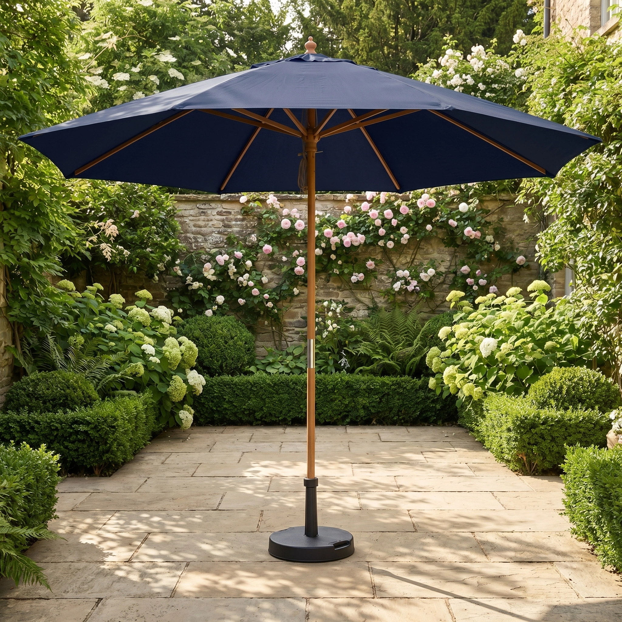 Harbour Lifestyle Kratos 3m Round Wooden Parasol in Navy