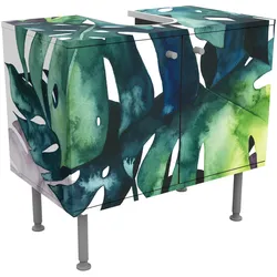 WASCHBECKENUNTERSCHRANK Exotisches Blattwerk - Monstera 60/55/35 cm