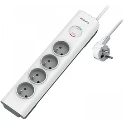 Philips, Steckdosenleiste, SPN7040WA/19 Steckdosenleiste - Überspannungsschutz - 4-Fach Steckdosen (4x, CEE 7/3, 2 m)
