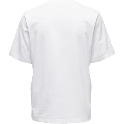 ONLY Damen T-Shirt - ONLONLY TEE, Rundhals, Baumwolle, einfarbig Weiß / L