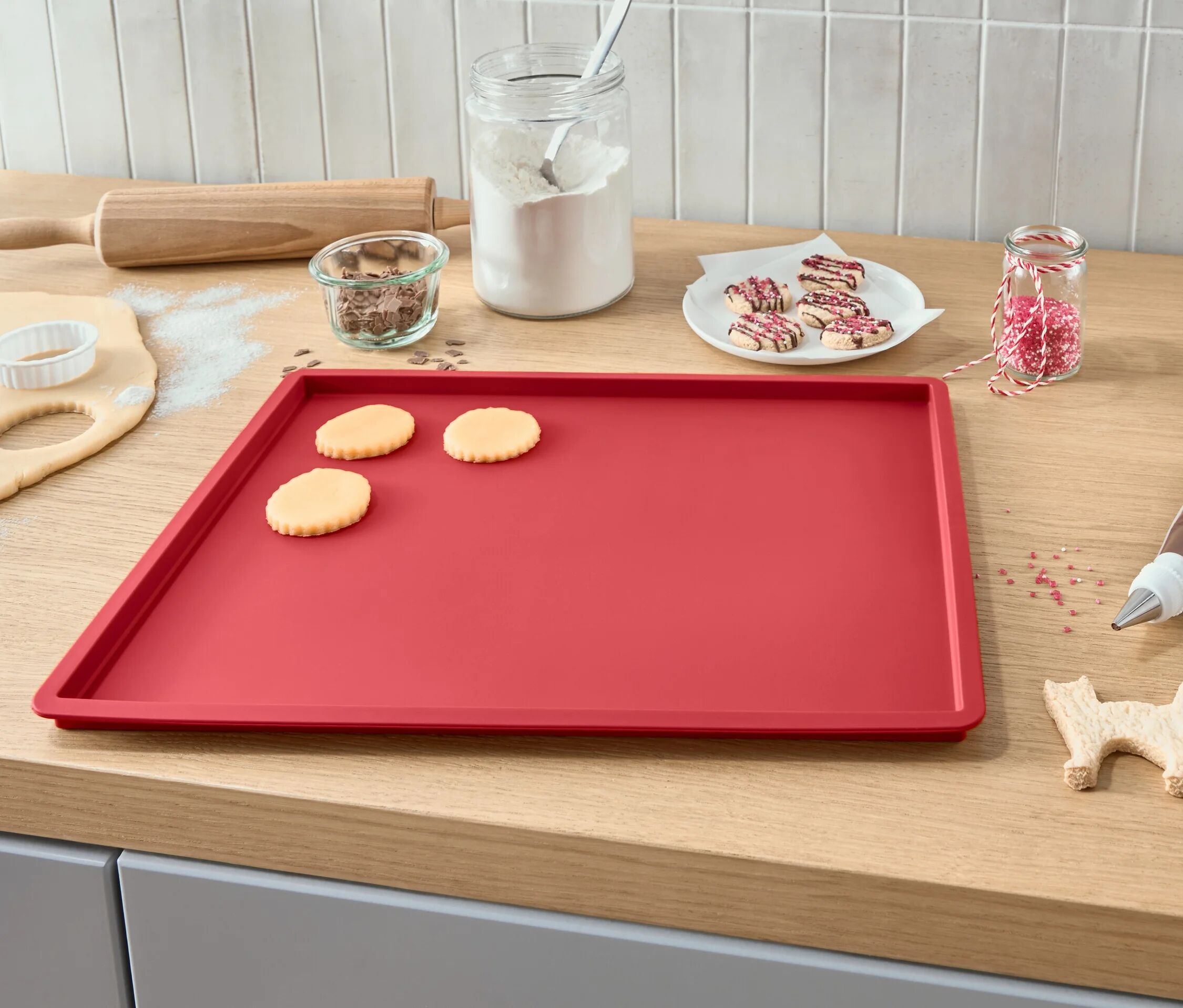 Tchibo - Dauerbackmatte mit Rand - rot
