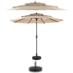 MODFU Mittelstock-Sonnenschirm Stahl khaki 304,8 cm, 3-lagig, neigbar, wasserabweisend, ohne Ständer