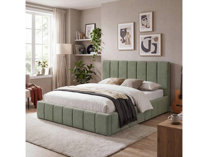 Carryhome Polsterbett, Grün, Kunststoff, Pappel, Sperrholz, 180x200 cm, Bettkasten, Lattenrost, gepolstertes Kopfteil, Stoffauswahl, Schlafzimmer, Betten, Polsterbetten