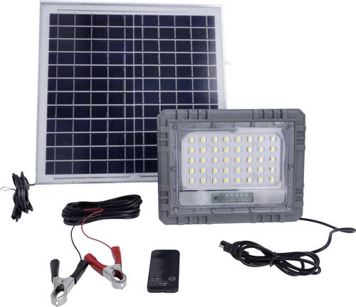 AS Schwabe 46983 LED-Flutlichtstrahler, Solarmodul 25W Leuchtfarben: Naturweiß