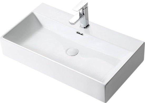 Keramische Waschbecken - Rechteckig 75 × 42 × 14,5 cm mit Pop-up Ablaufventil