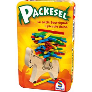 Schmidt-Spiele Geschicklichkeitsspiel Packesel, aus Holz, für 2-4 Spieler, Metalldose, ab 5 Jahre