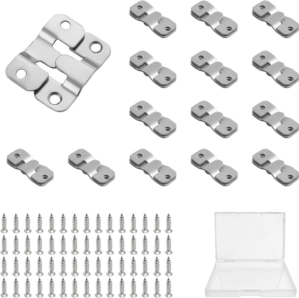 Interlocking Beugels voor Muurmontage - 15 Paar RVS Verbindingsbeugels met Schroeven voor Spiegel, Foto en Meubel