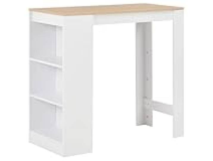 Table haute mange debout bar bistrot avec étagère blanc 110 cm 0902052