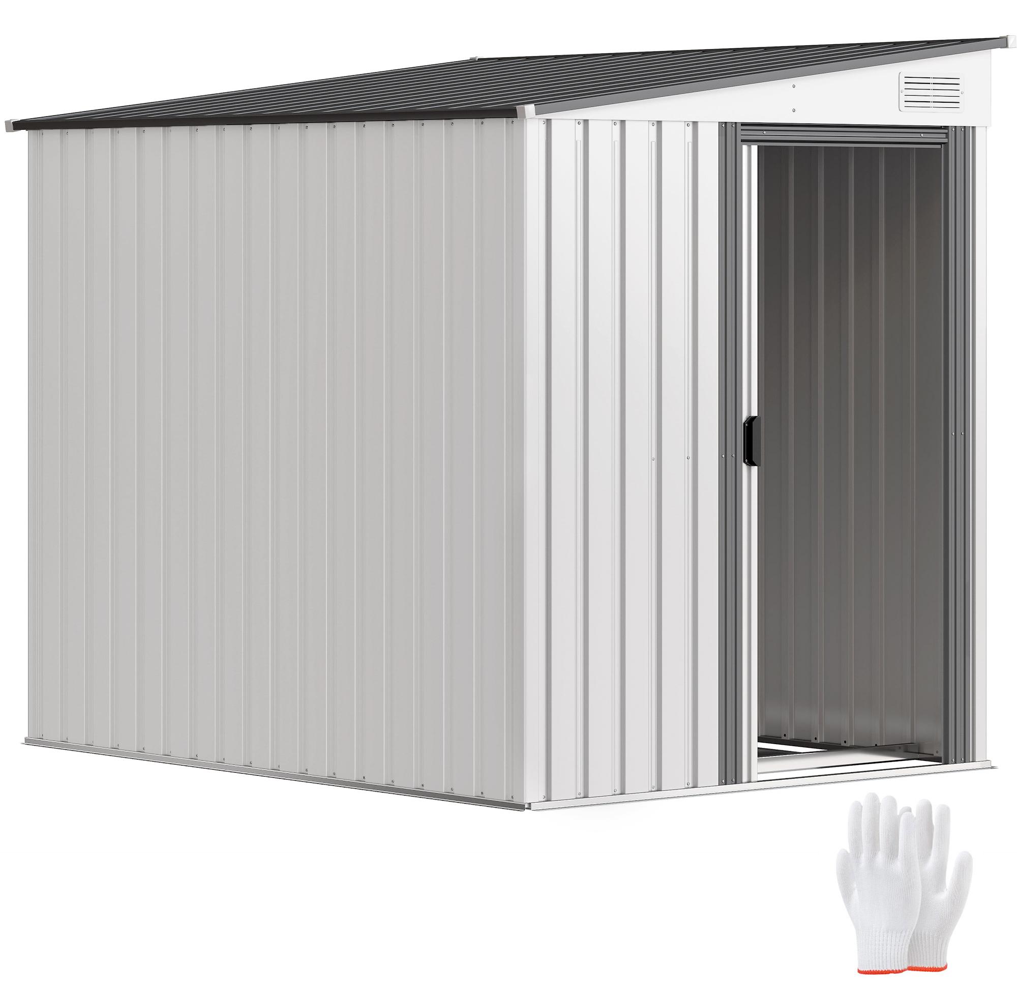 Metall Gerätehaus 2,81m² 154x206,5x181 cm Geräteschuppen mit Pultdach Fundament