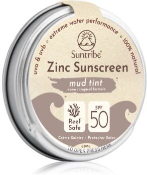 Suntribe Zinc Sunscreen Creme corporal e facial mineral protetor SPF 50 Mud Tint 45 g. Zinc Sunscreen